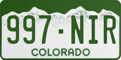 CO license plate 997NIR