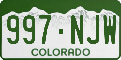 CO license plate 997NJW