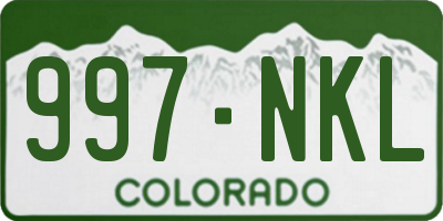 CO license plate 997NKL