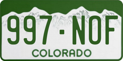 CO license plate 997NOF