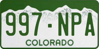CO license plate 997NPA
