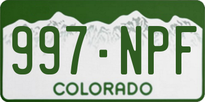 CO license plate 997NPF
