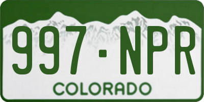 CO license plate 997NPR