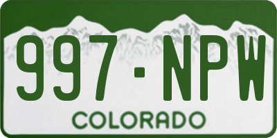 CO license plate 997NPW