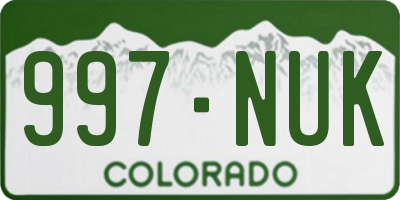 CO license plate 997NUK