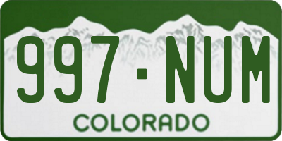 CO license plate 997NUM