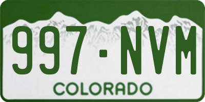 CO license plate 997NVM