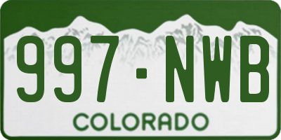 CO license plate 997NWB