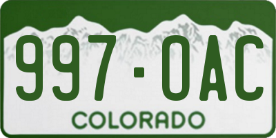 CO license plate 997OAC