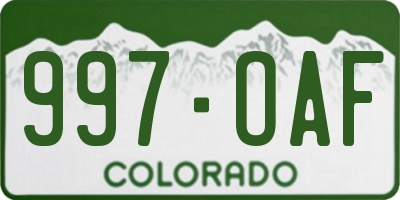 CO license plate 997OAF