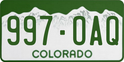 CO license plate 997OAQ