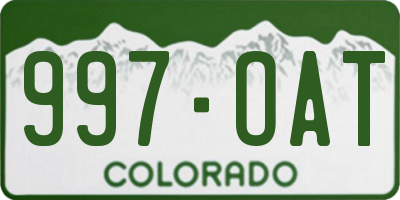 CO license plate 997OAT