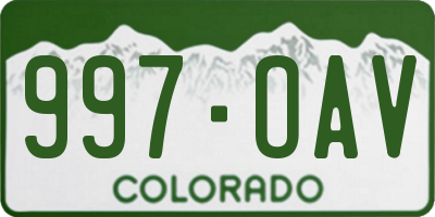 CO license plate 997OAV