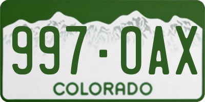 CO license plate 997OAX