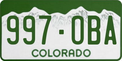 CO license plate 997OBA