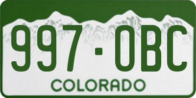 CO license plate 997OBC
