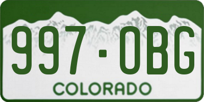 CO license plate 997OBG