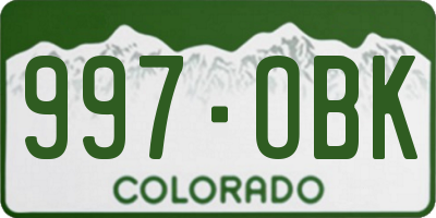 CO license plate 997OBK