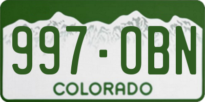 CO license plate 997OBN
