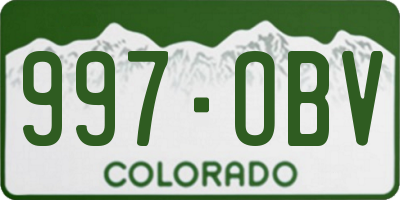 CO license plate 997OBV