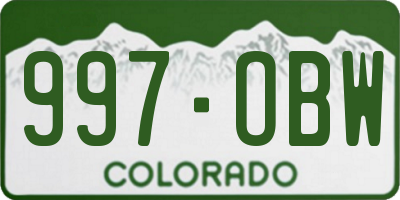 CO license plate 997OBW