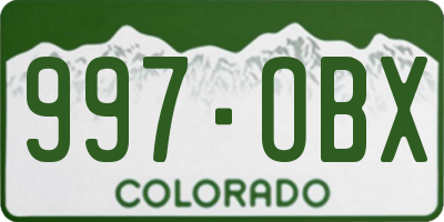 CO license plate 997OBX