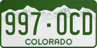 CO license plate 997OCD