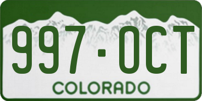 CO license plate 997OCT