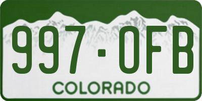CO license plate 997OFB