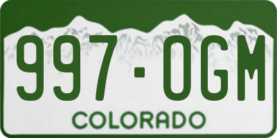 CO license plate 997OGM
