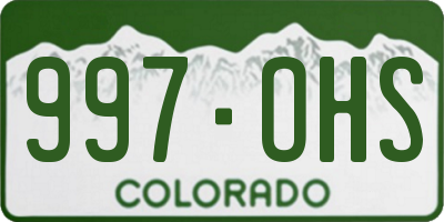 CO license plate 997OHS