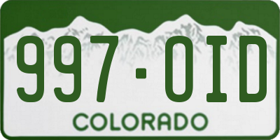 CO license plate 997OID