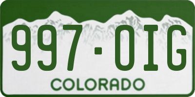 CO license plate 997OIG