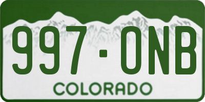 CO license plate 997ONB