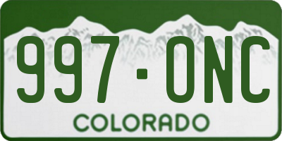 CO license plate 997ONC