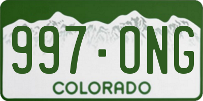 CO license plate 997ONG