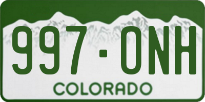 CO license plate 997ONH