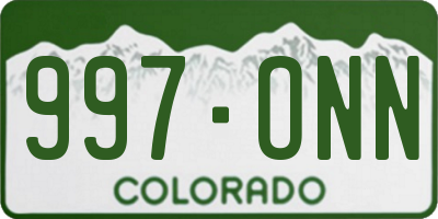 CO license plate 997ONN