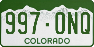 CO license plate 997ONQ