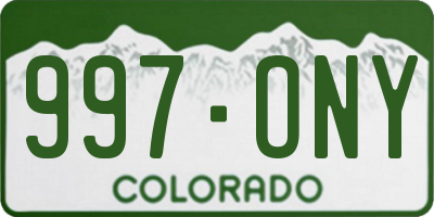 CO license plate 997ONY