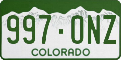 CO license plate 997ONZ