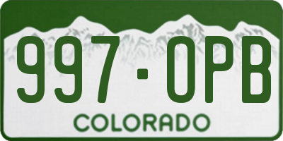 CO license plate 997OPB