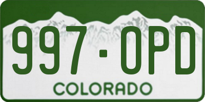 CO license plate 997OPD