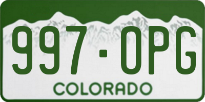 CO license plate 997OPG