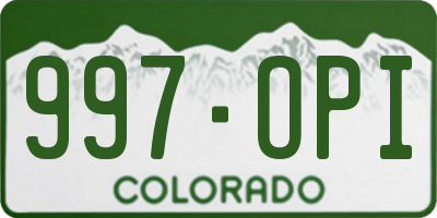 CO license plate 997OPI