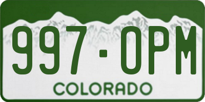 CO license plate 997OPM
