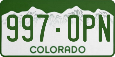 CO license plate 997OPN