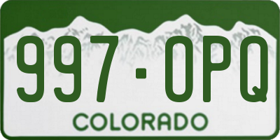 CO license plate 997OPQ
