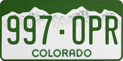 CO license plate 997OPR
