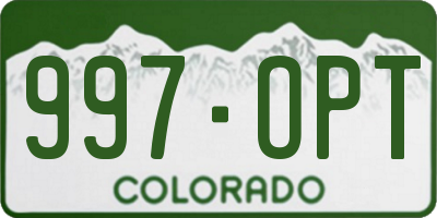CO license plate 997OPT